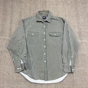 Vintage Gap Button Up Shirt Mens Large White 1990s Striped Long Sleeve